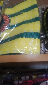 Yellow and blue ankara material.