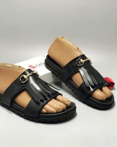 Unisex Black Palm Slippers