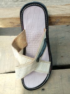 White Leather Cross Slippers.