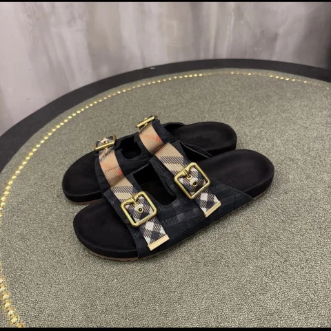 Louis Vuitton suede buckle slipper