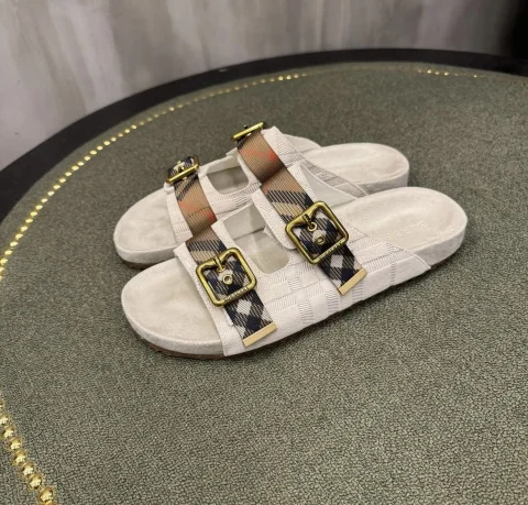 Louis Vuitton suede buckle slipper