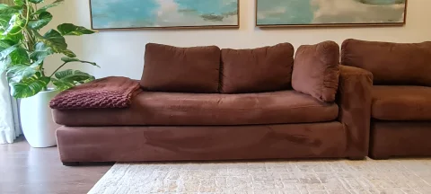 6-Seater Brown Sectional Sofa with Chaise