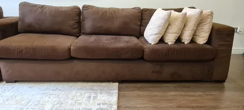 6-Seater Brown Sectional Sofa with Chaise