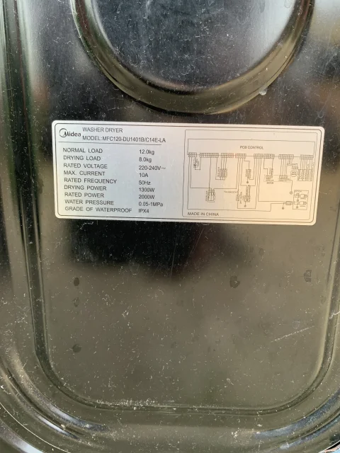 12kg Midea Washing Machine (Wash, Rinse, Dry) 8