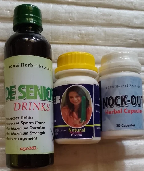 De Senior Men Drink+Nock Out Capsule+Top Notch Cucumber Cream for Penis Enlargement
