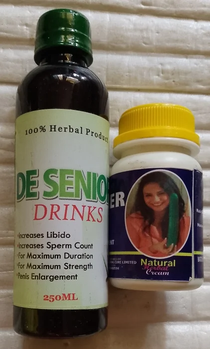 De Senior Men Drink+Nock Out Capsule+Top Notch Cucumber Cream for Penis Enlargement 3