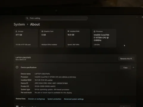 Acer Nitro 5 RTX 2060 6GB Dedicated video