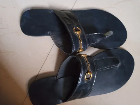 Black Leather slippers