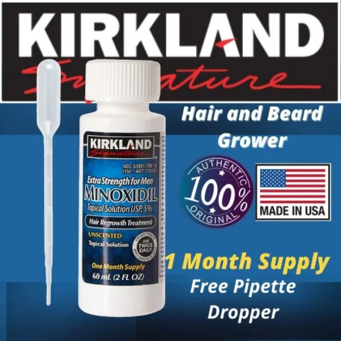 Kirkland Minoxidil 5% Extra Strength 60ml – Hair & Beard Growth Treatment for Men