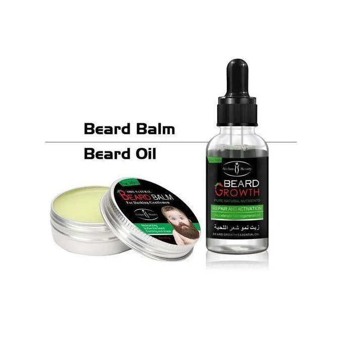 Aichun Beauty Beard Growth Serum 30ml + Beard Balm 60g 2-in-1 Combo – Fast Beard Growth & Grooming