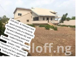 FOR SALE:  A 1906sqm Land space consisting of a newly renovated 2 units of a 3bedroom flat and a 2bedroom BQ.