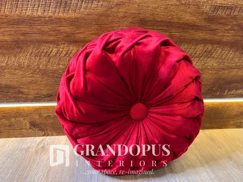 Round Pintuck Wine Throw Pillow