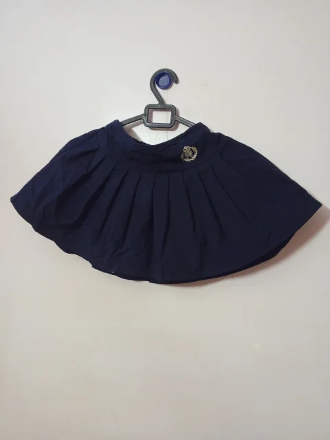 Navy Blue Pleated Skirt | Girls Ages 5-10yrs | China Thrift | Crest Logo