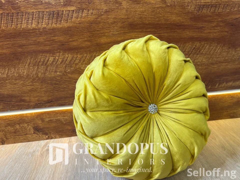 Round Pintuck Gold Throw Pillow