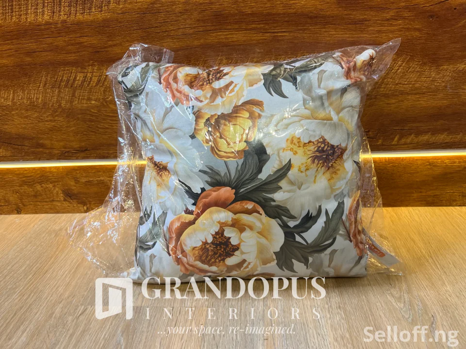 Tangereen Floral Fabric Cushion Gold-white