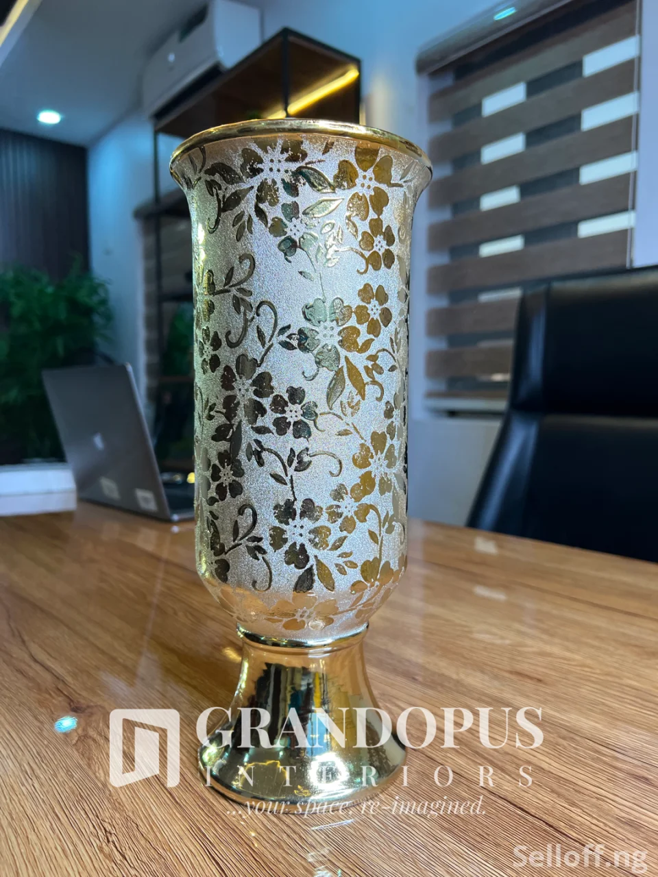 Vintage Gold Encrusted Flowery Vase
