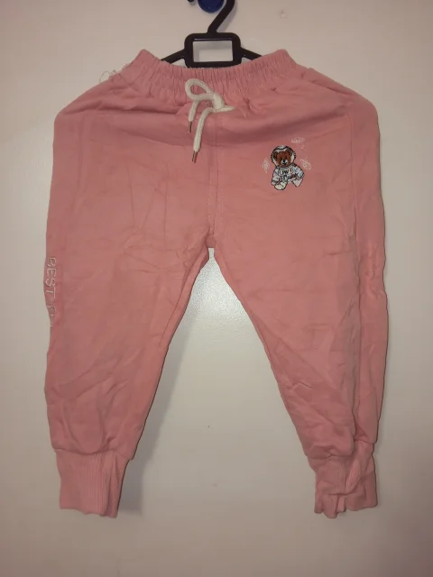 Pink Teddy Bear Jogger Pants | Girls Ages 2-8yrs | China Thrift | Drawstring