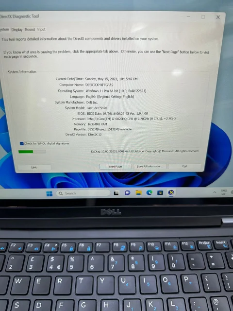Dell latitude E5470 Intel Core i7 4